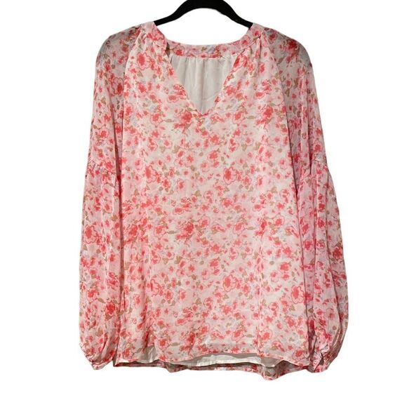 Boho Floral Long Sleeve Top Size Large - Picture 1 of 10